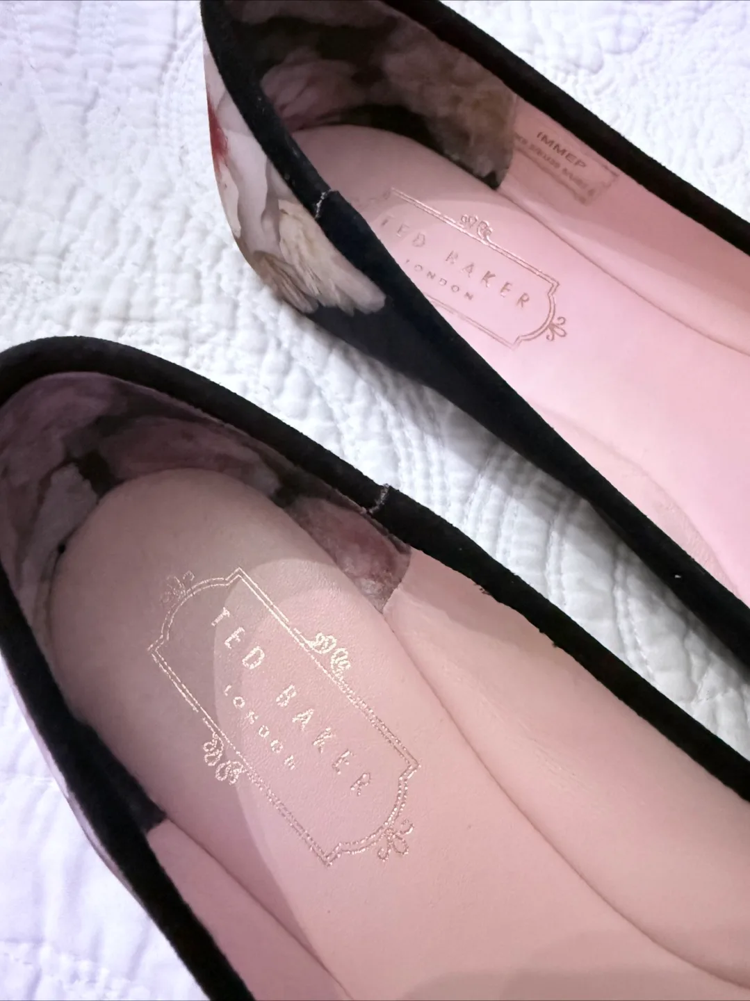 Ted Baker Black Floral Ballet Flats, Size 7.5 image indicator(3)