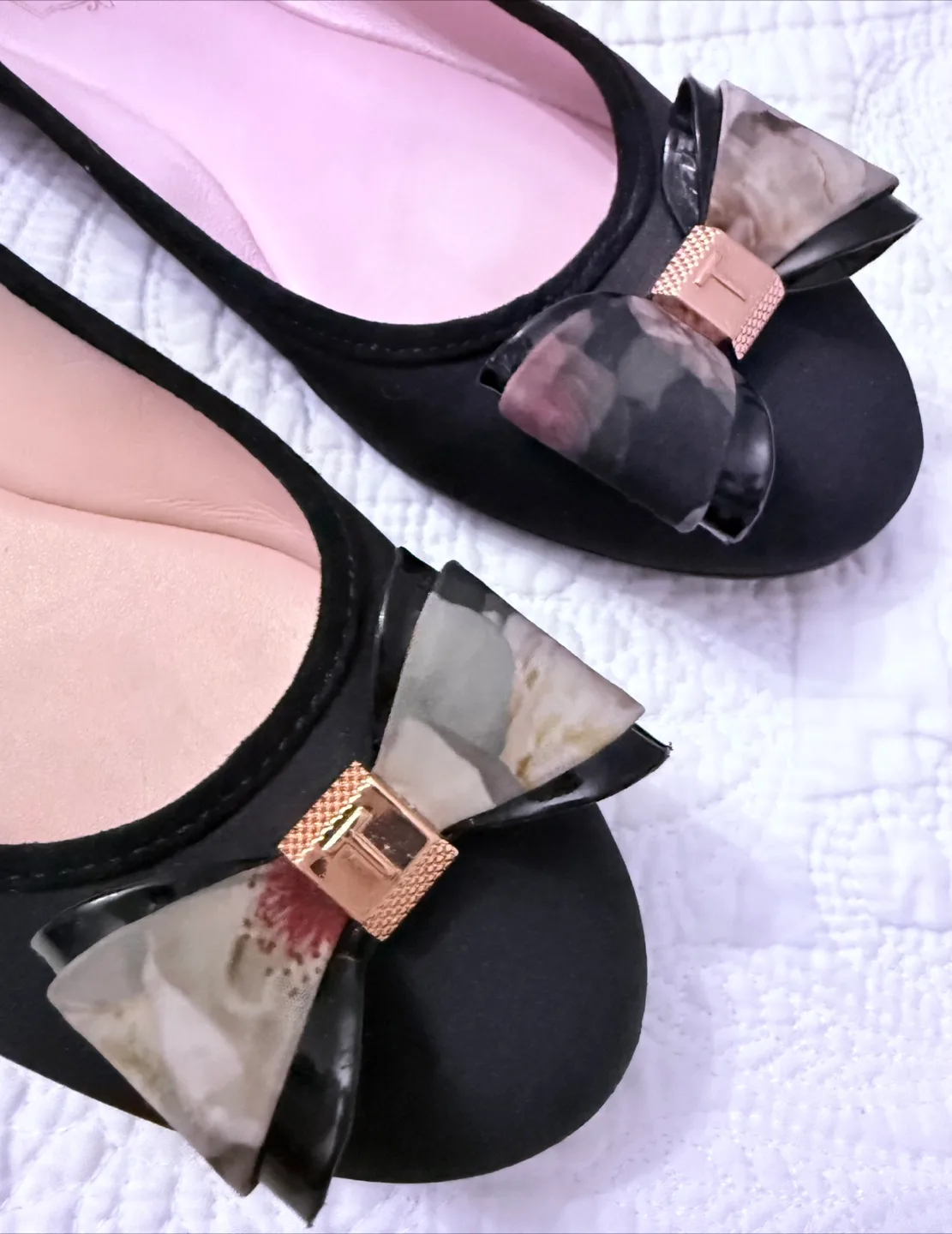 Ted Baker Black Floral Ballet Flats, Size 7.5 image indicator(2)