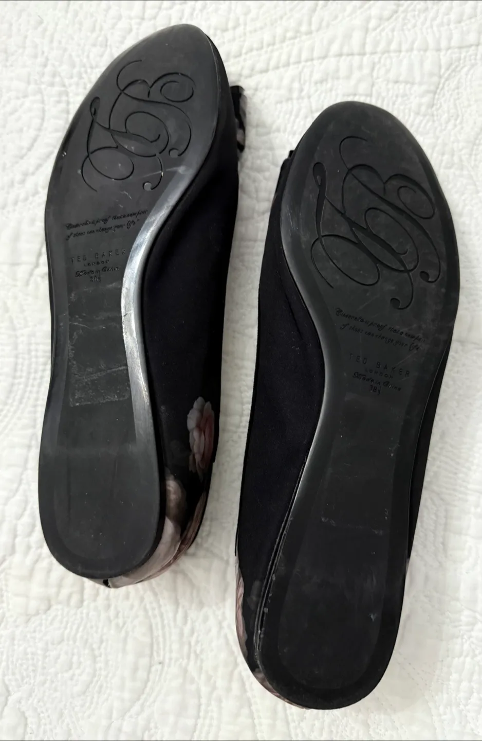 Ted Baker Black Floral Ballet Flats, Size 7.5 image indicator(7)