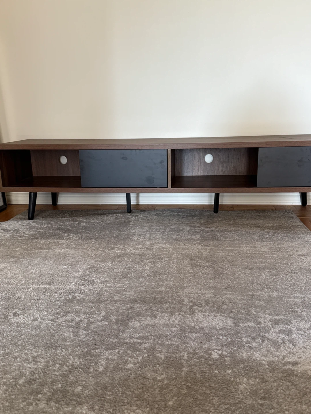 Brown & Black TV Stand Media Console - photo 2