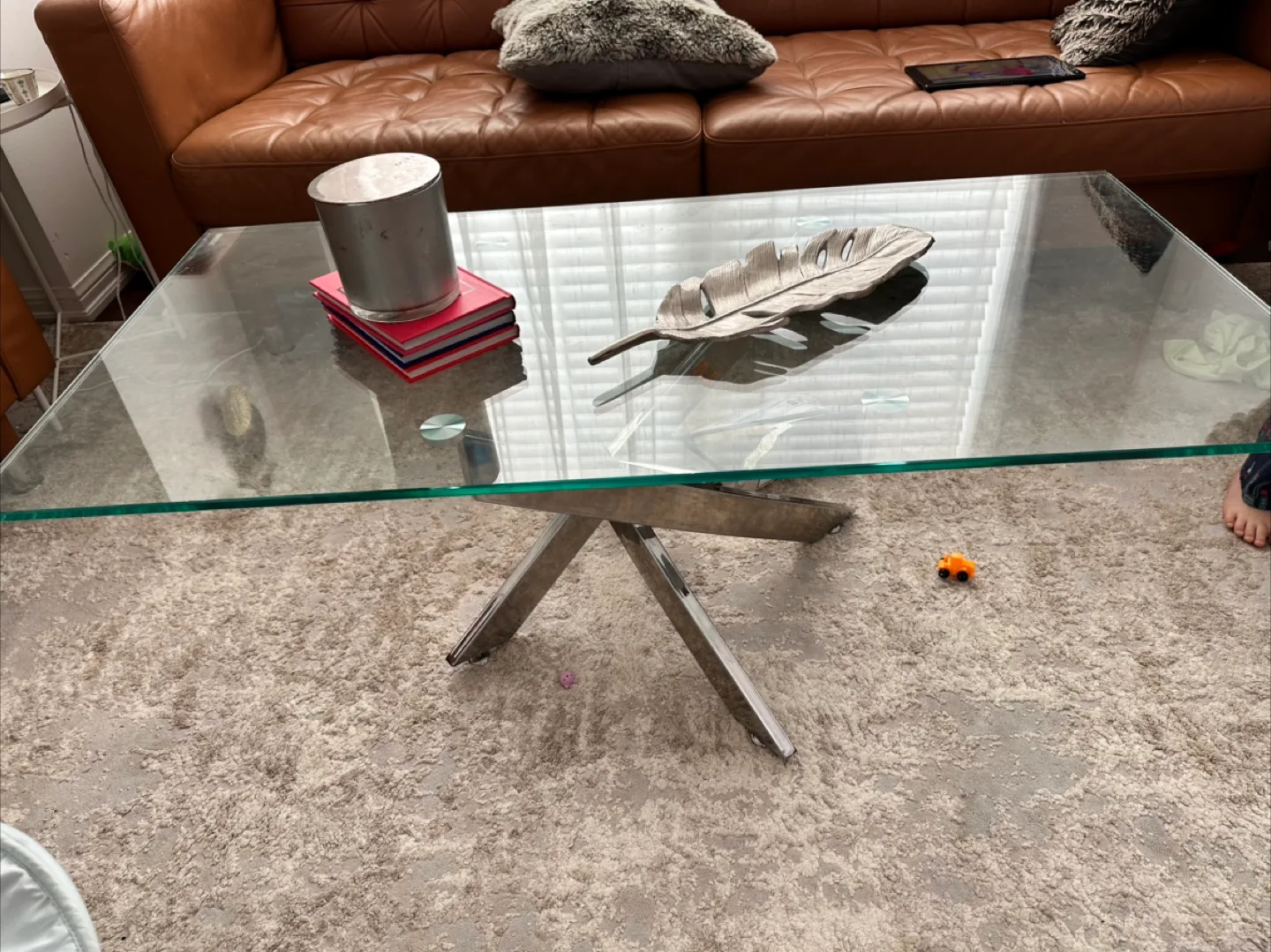 Glass Coffee Table with Metal Legs thumbnail