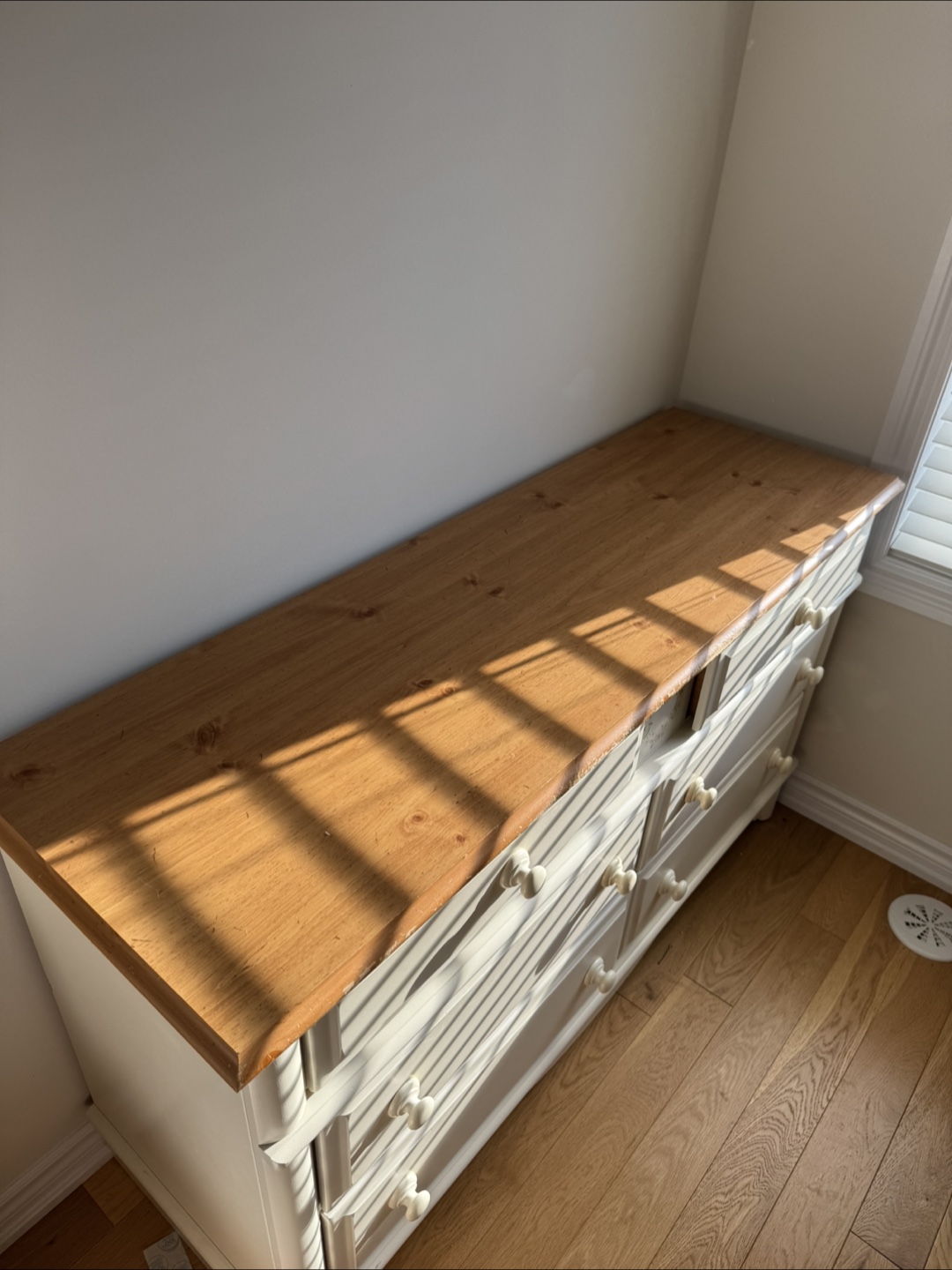 White 6-Drawer Dresser with Wood Top - photo 3