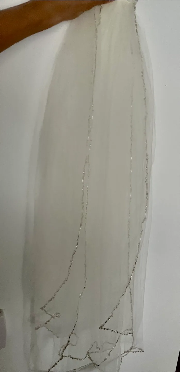 Wedding Veil with Silver beading (hand crafted) image indicator(5)