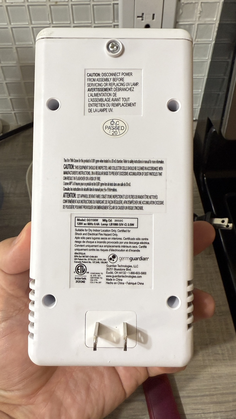 GermGuardian GG1100W UV-C Air Sanitizer & Odour Reducer - photo 2