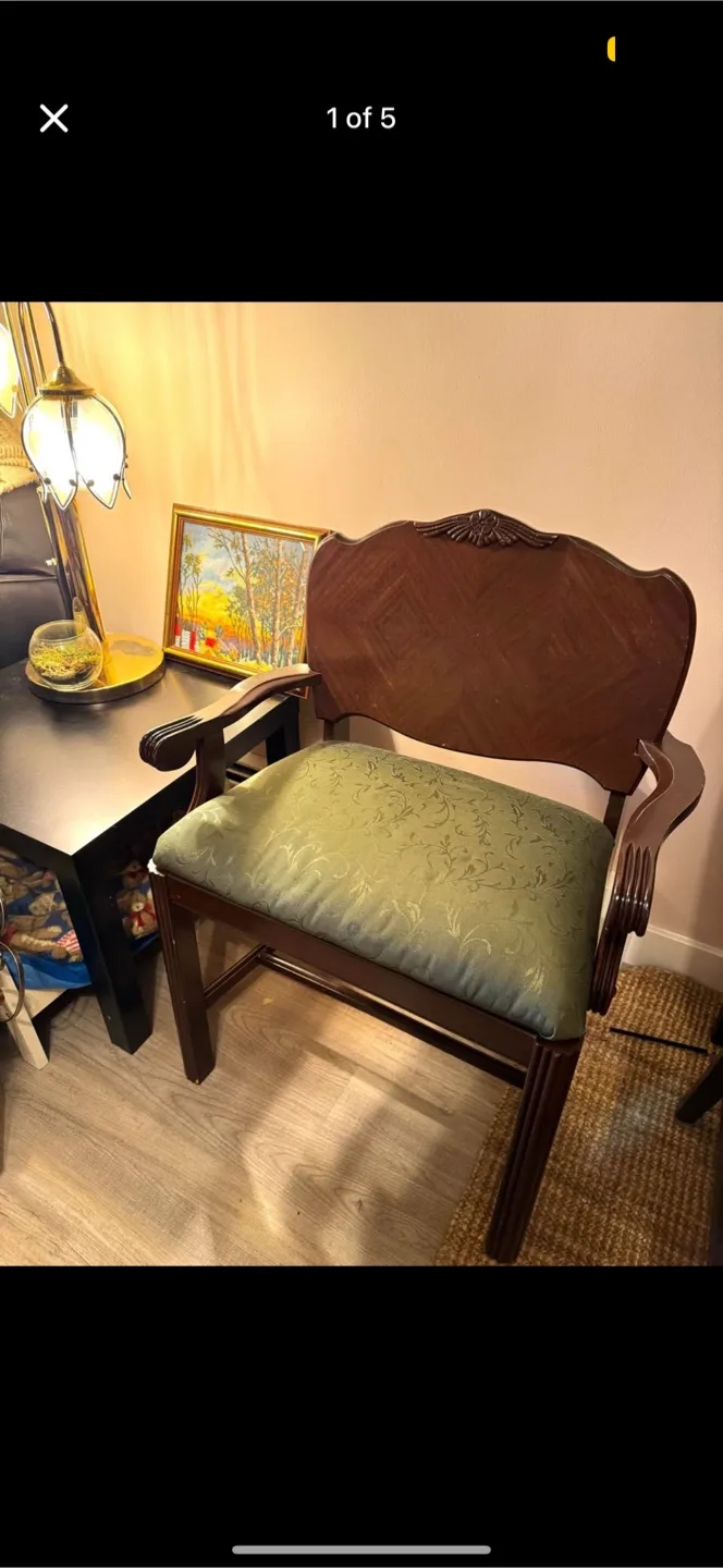 Antique 1930s Deco Style Vanity Bench