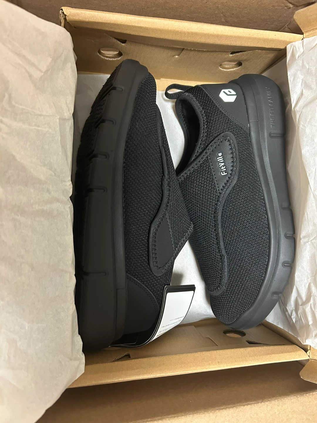 New FitVille Diabetic Shoes Mens Black Size 8Wide