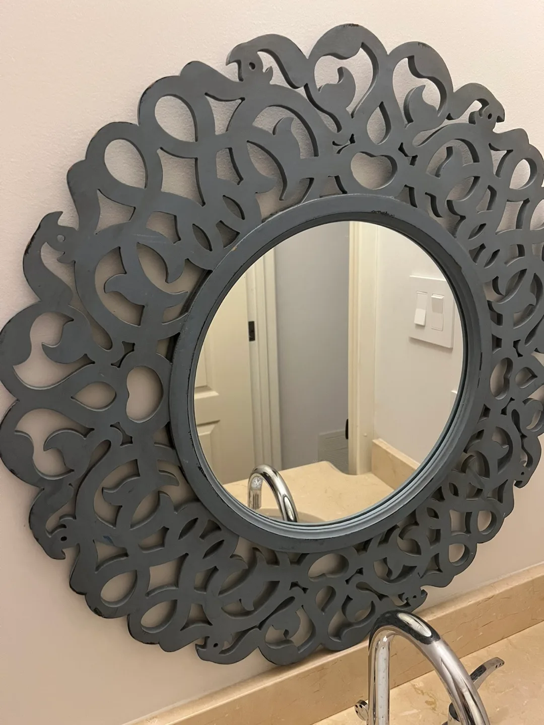 Round Decorative Wall Mirror - Grey image indicator(2)