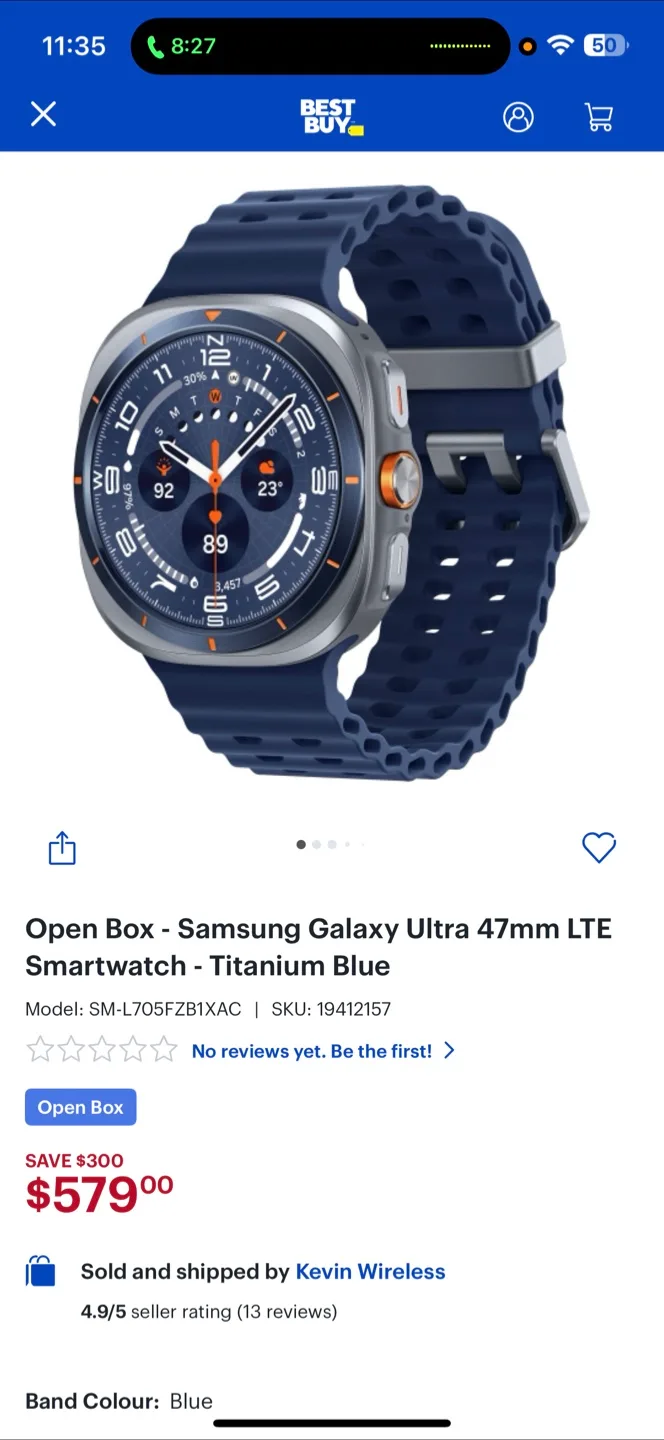 Samsung Galaxy Ultra 47mm LTE Smartwatch - Titanium Blue thumbnail
