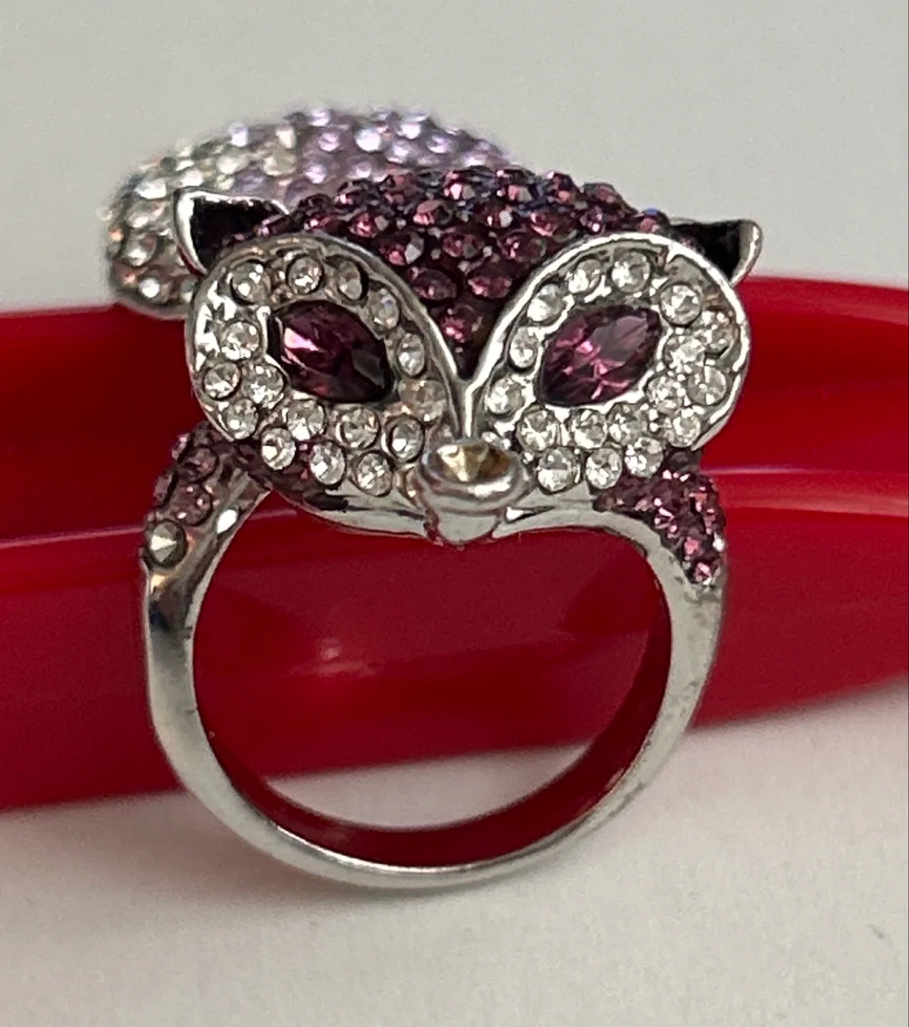 Fox Ring with Rhinestones - Silver Tone image indicator(2)