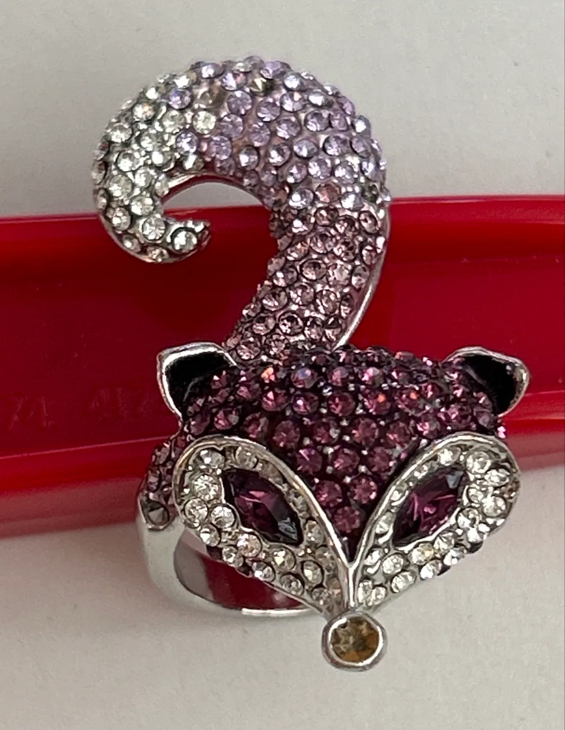 Fox Ring with Rhinestones - Silver Tone image indicator(3)