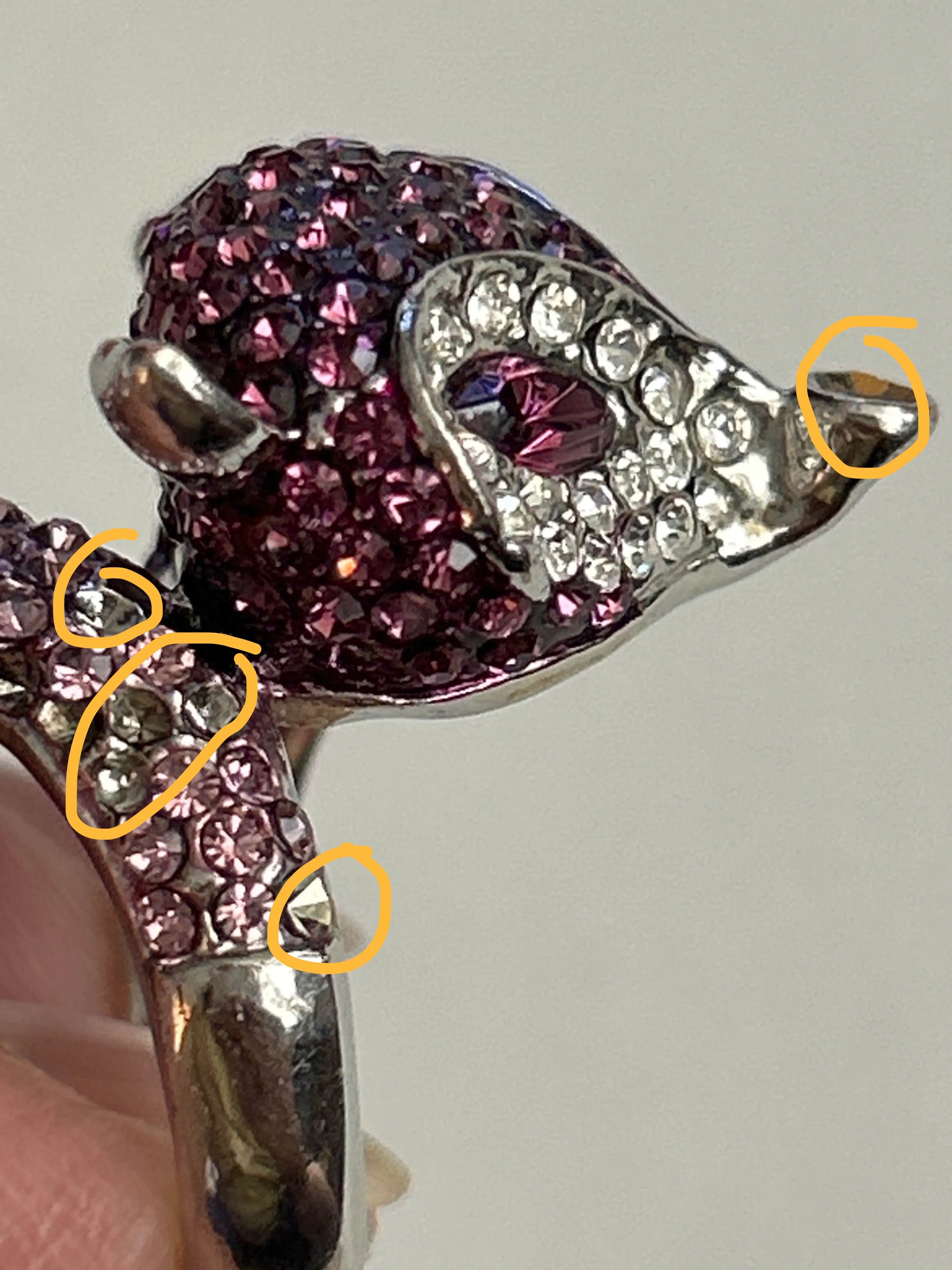 Fox Ring with Rhinestones - Silver Tone image indicator(8)