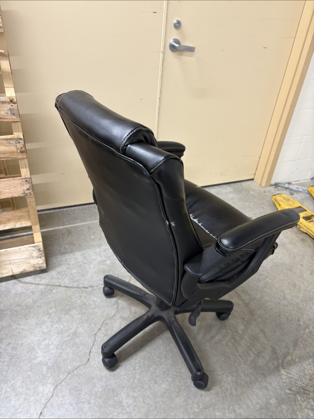 Black Leather Office Chair - Some Wear - photo 3