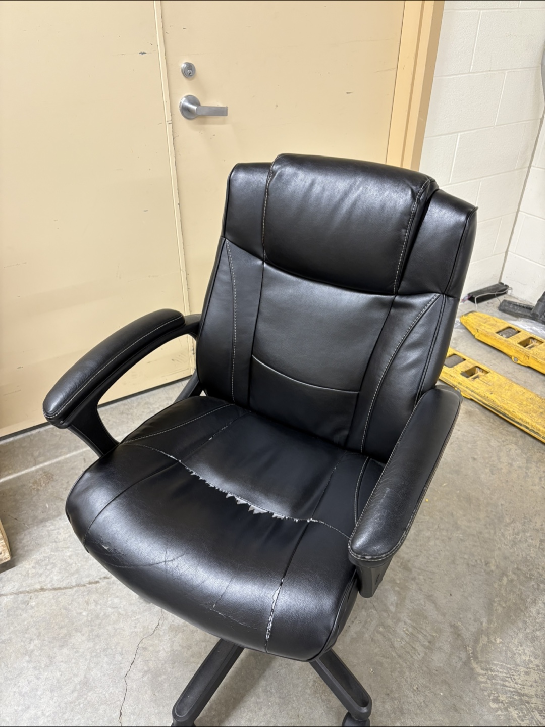 Black Leather Office Chair - Some Wear
