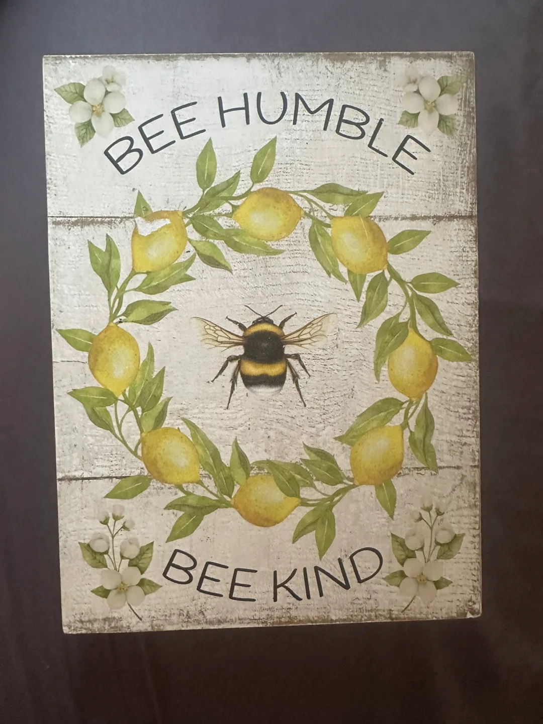 Bee Humble Bee Kind Lemon wood Decorative tray image indicator(3)