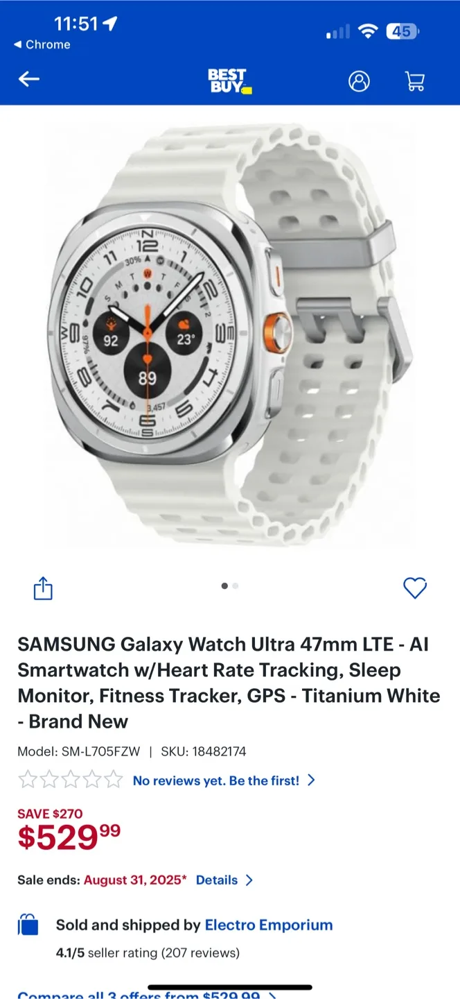 Samsung Galaxy Watch Ultra 47mm Titanium White thumbnail