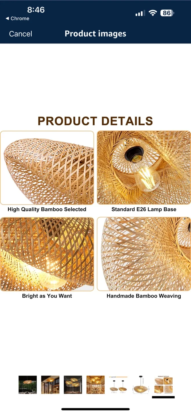 Bamboo Woven Pendant Light image indicator(2)