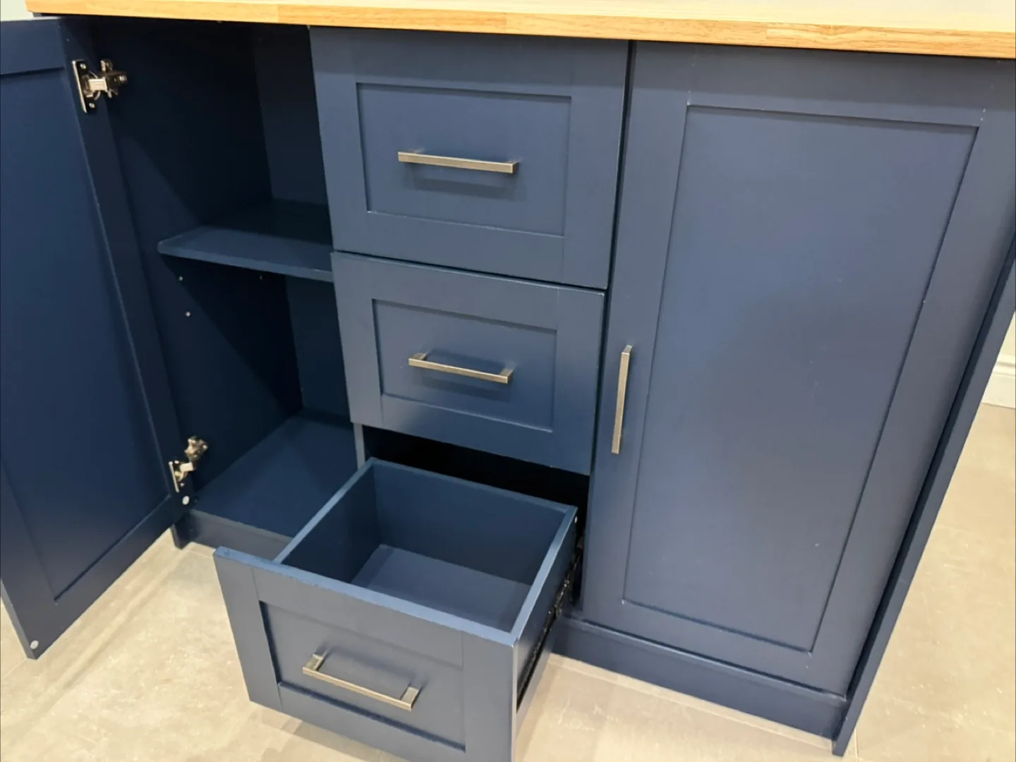Kitchen Island with Butcher Block-style counter top image indicator(2)