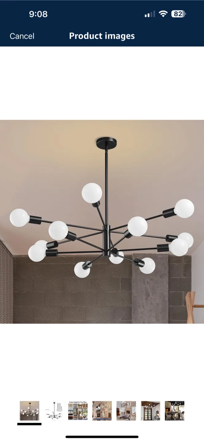 Modern Sputnik Chandelier - Black image indicator(2)
