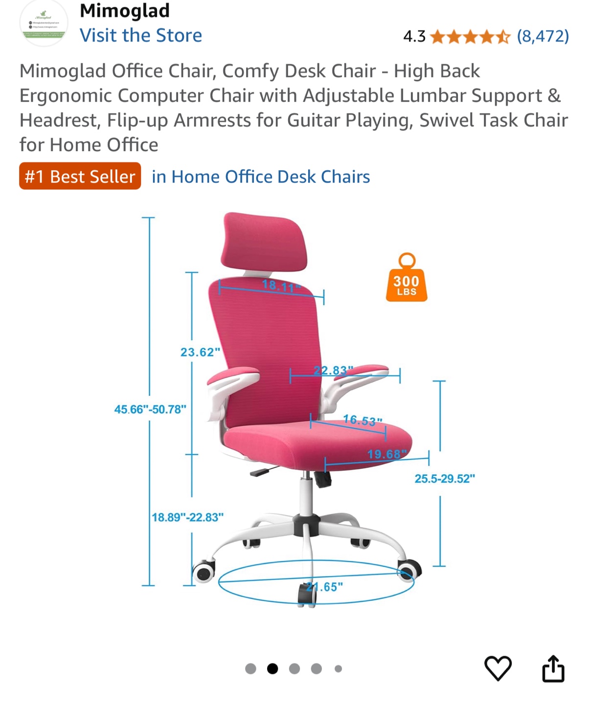 Mimoglad Ergonomic Office Chair - Pink