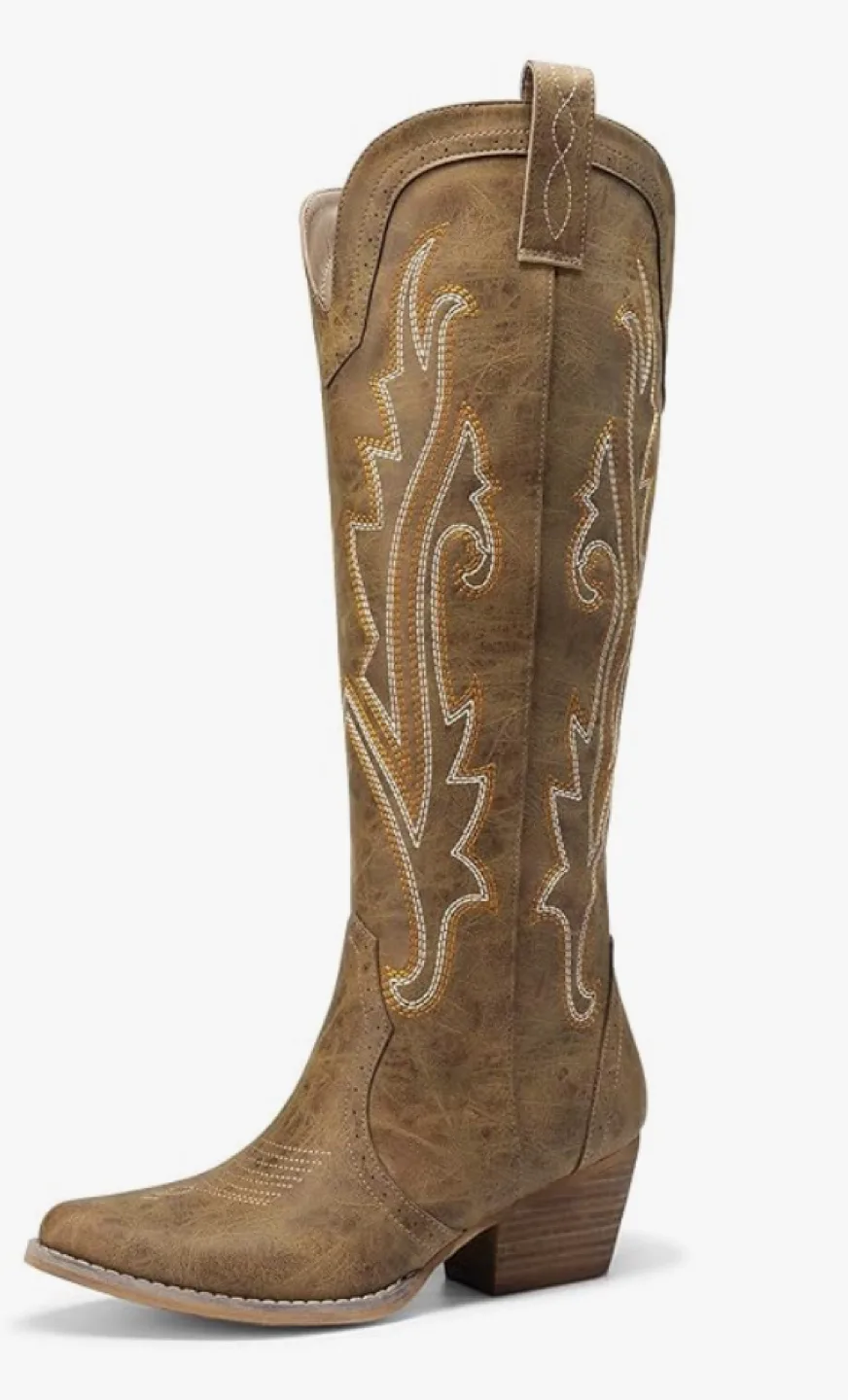Brown Embroidered Cowboy Boots - Size 8.5 image indicator(5)