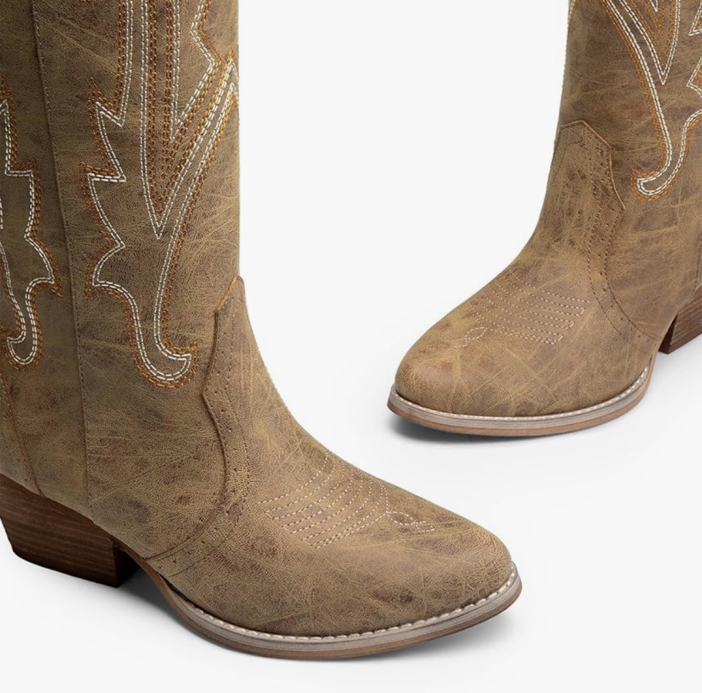 Brown Knee High Cowboy Boots with Embroidery- Size 6.5 - photo 3