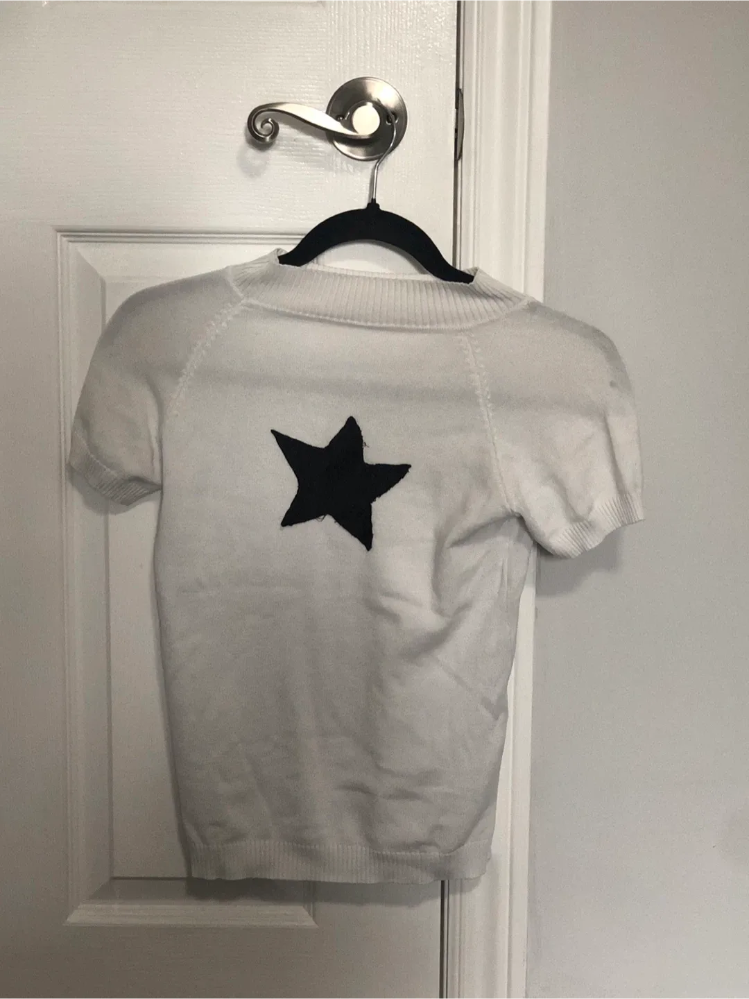 White Knit Top with Black Star thumbnail