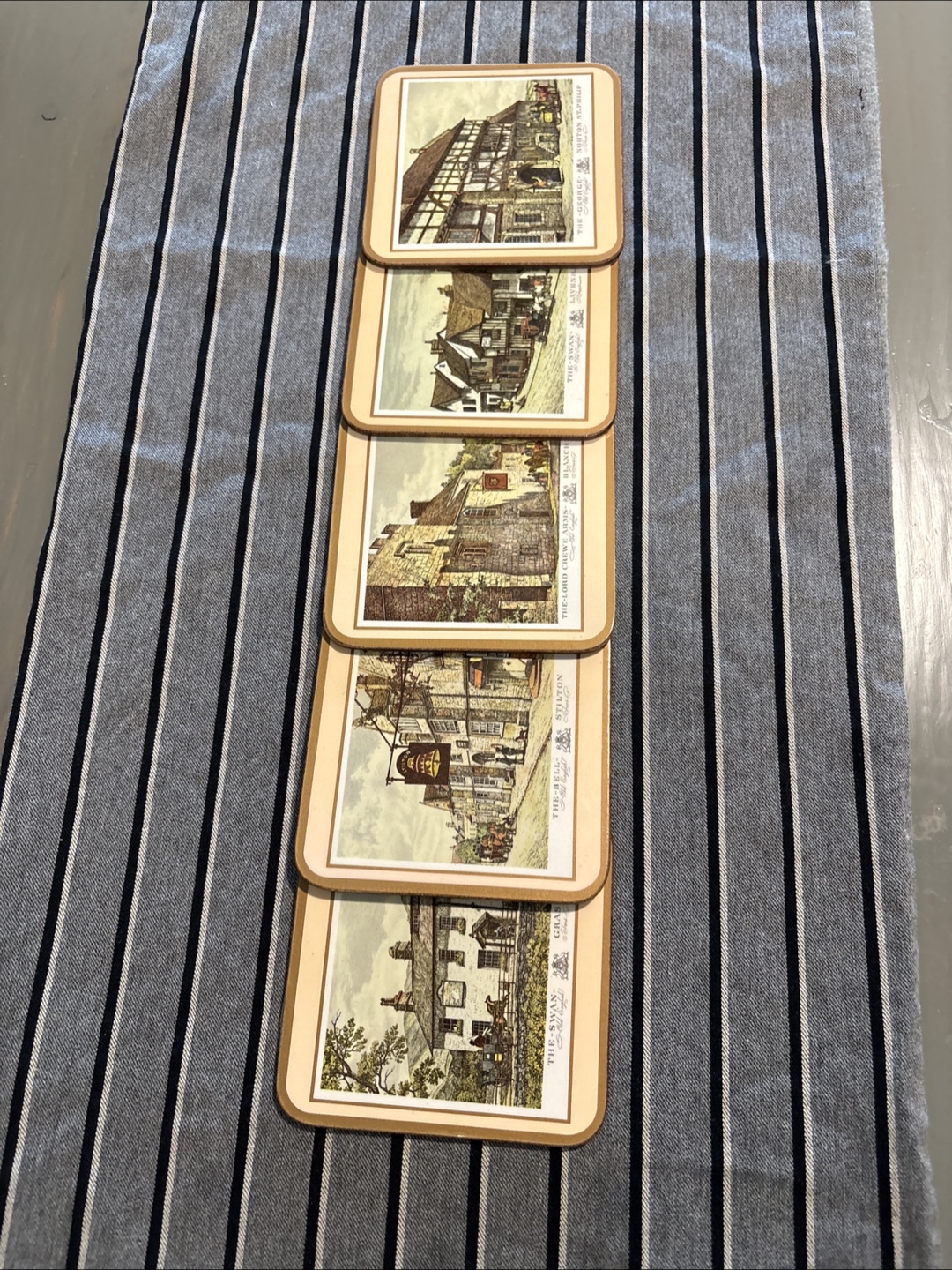 Vintage England Pub Scene Coasters (Set of 5)