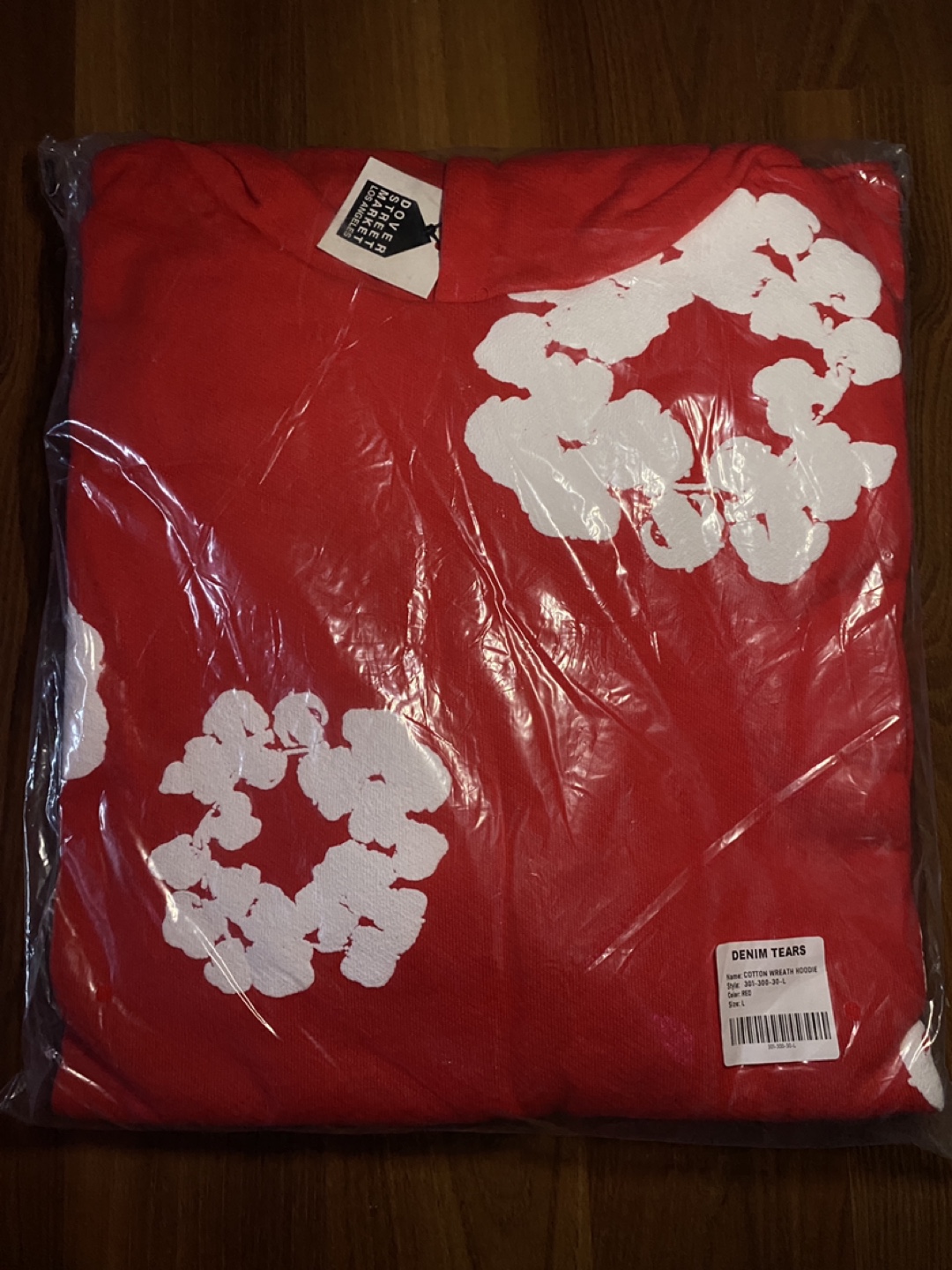 DENIM TEARS Cotton Wreath Hoodie - Size L, Red