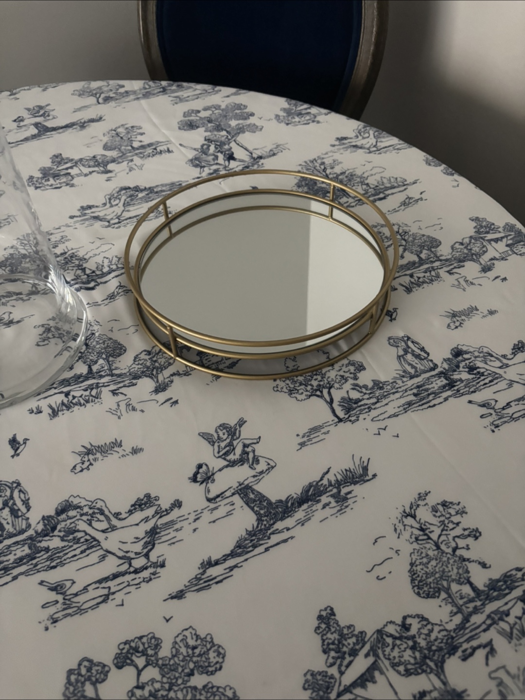 Gold Round Decorative Mirror Tray