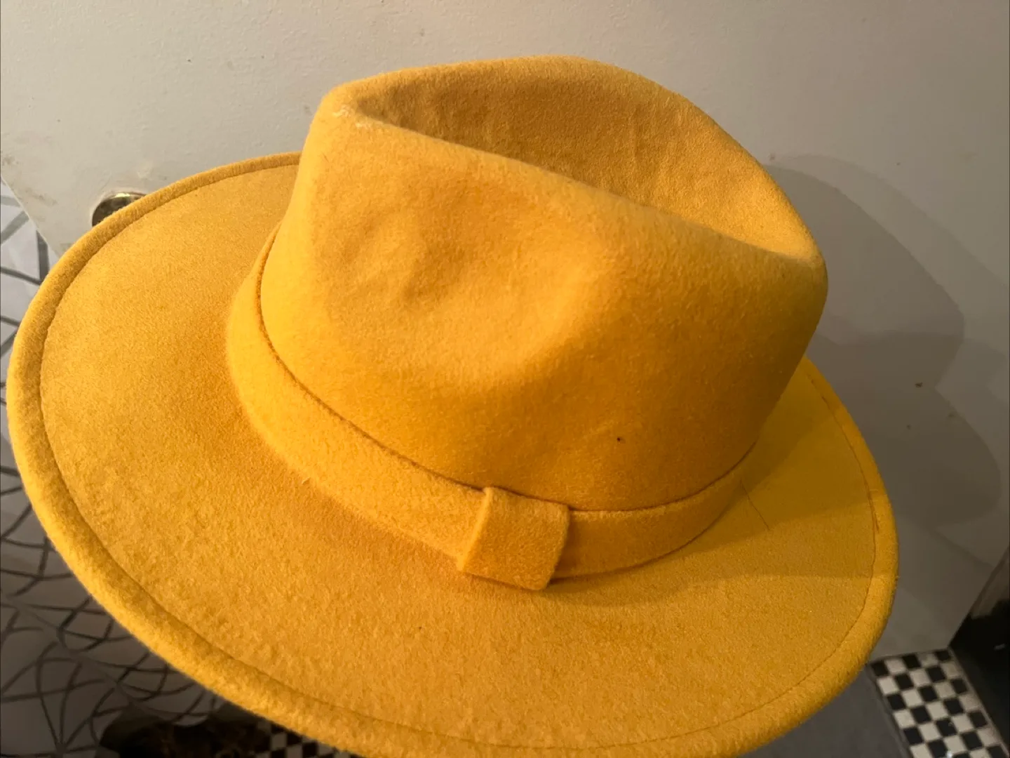 BEYONCE Cowgirl Style - Mustard Yellow Fedora Hat thumbnail