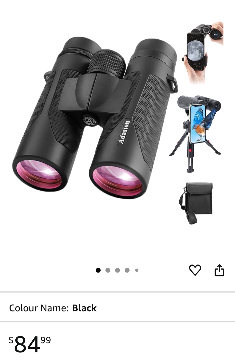 Adasion Binoculars 12x42with Tripod - Black