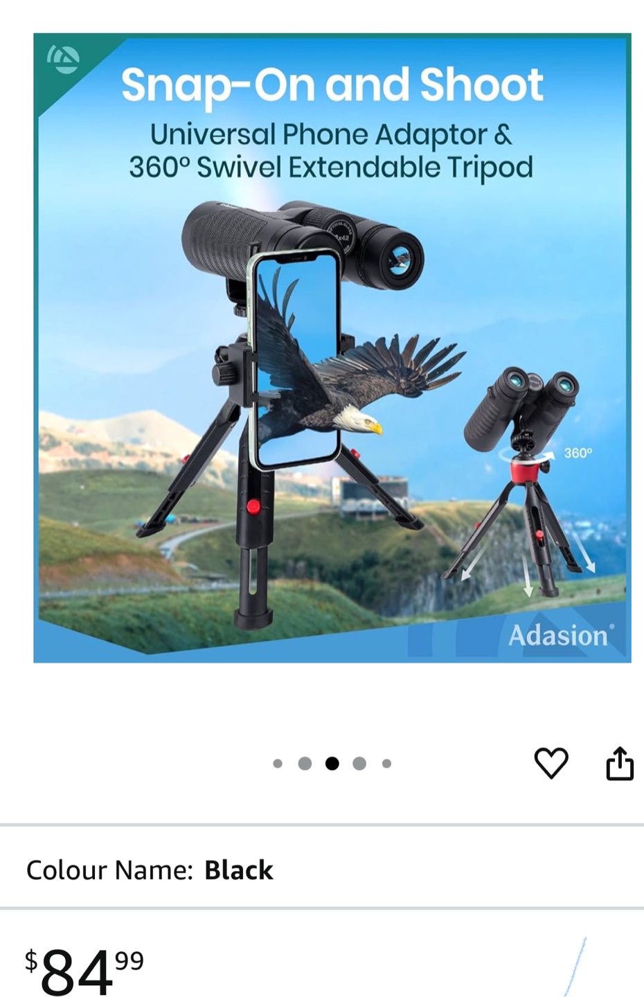 Adasion Binoculars 12x42with Tripod - Black - photo 2