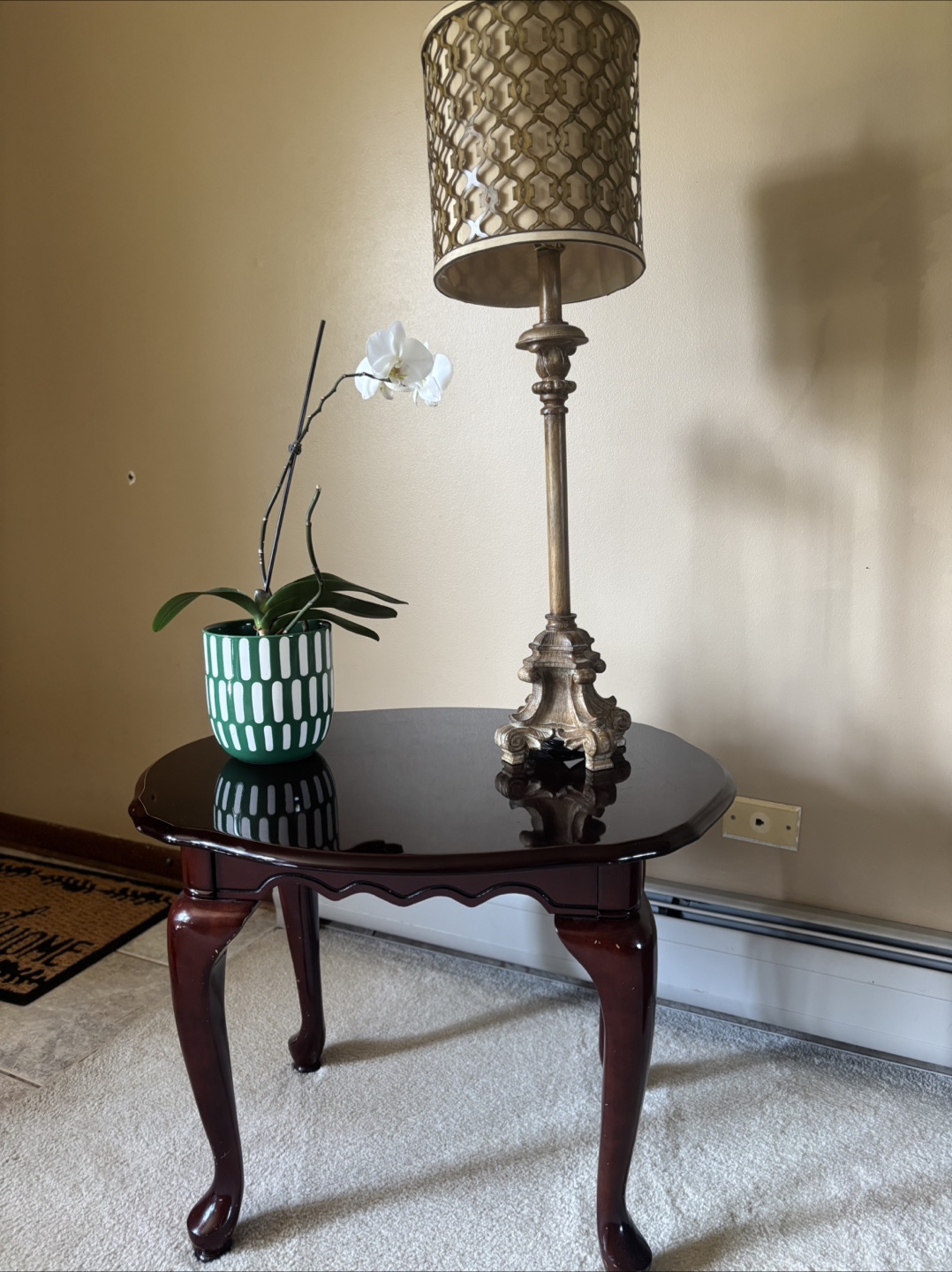 Round Accent Table - Dark Wood