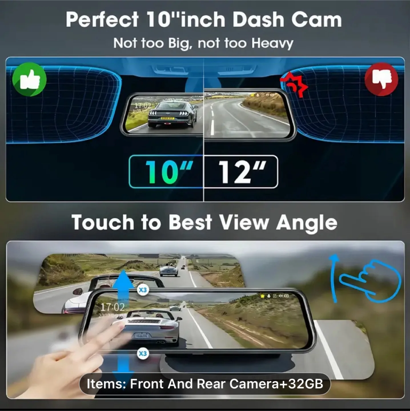 1080P Touch Dash Cam Mirro image indicator(2)