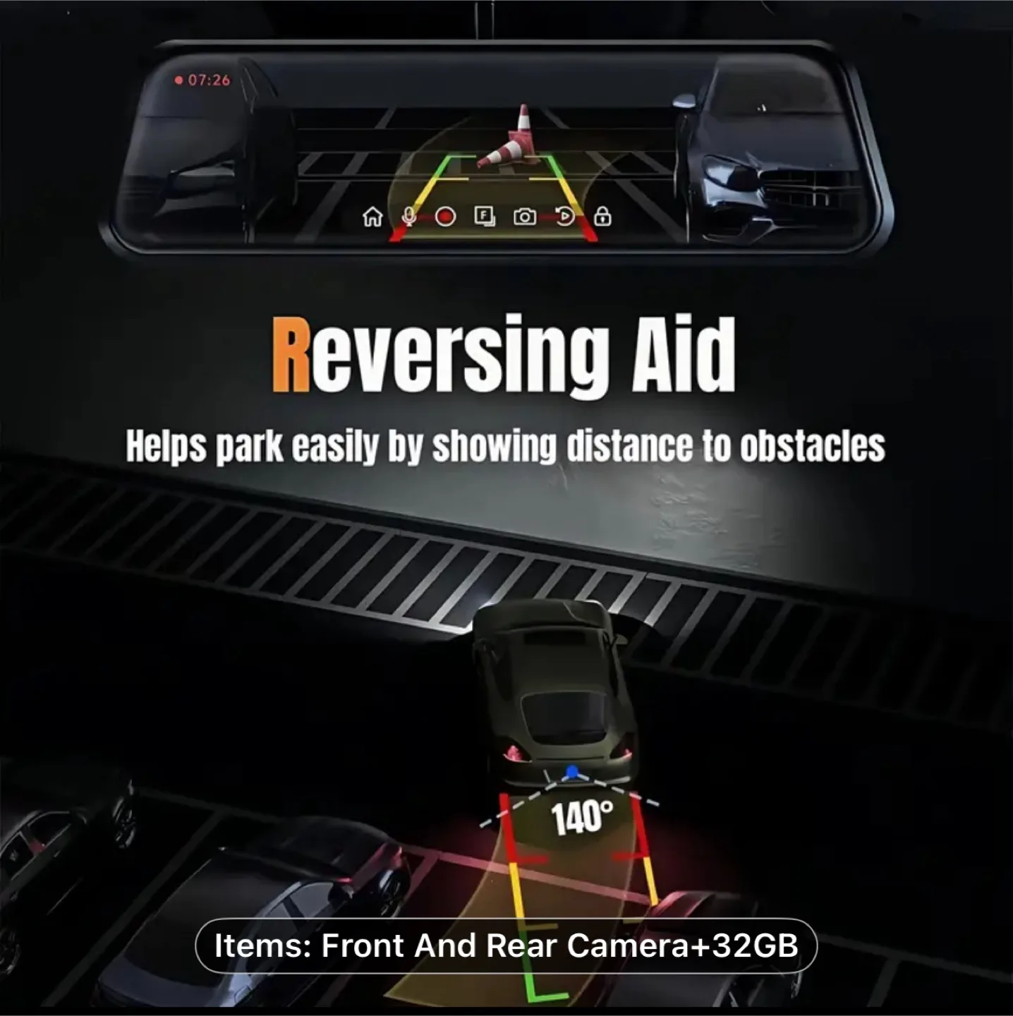 1080P Touch Dash Cam Mirro image indicator(3)