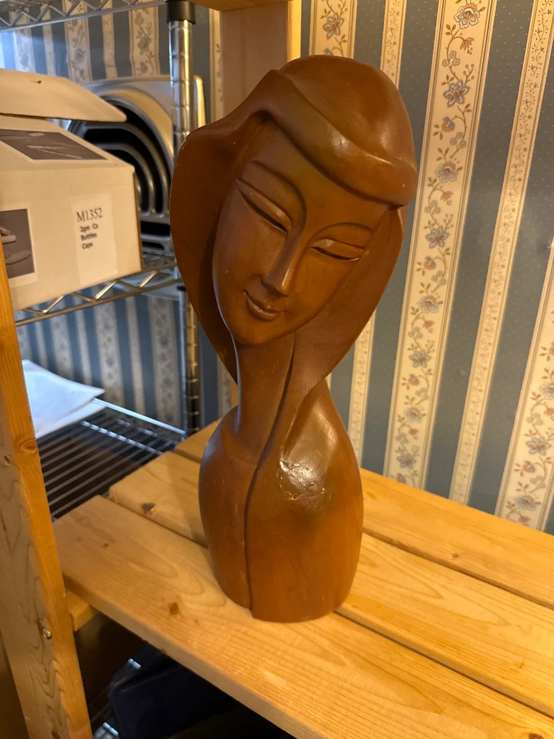 Wooden Woman Bust Sculpture thumbnail
