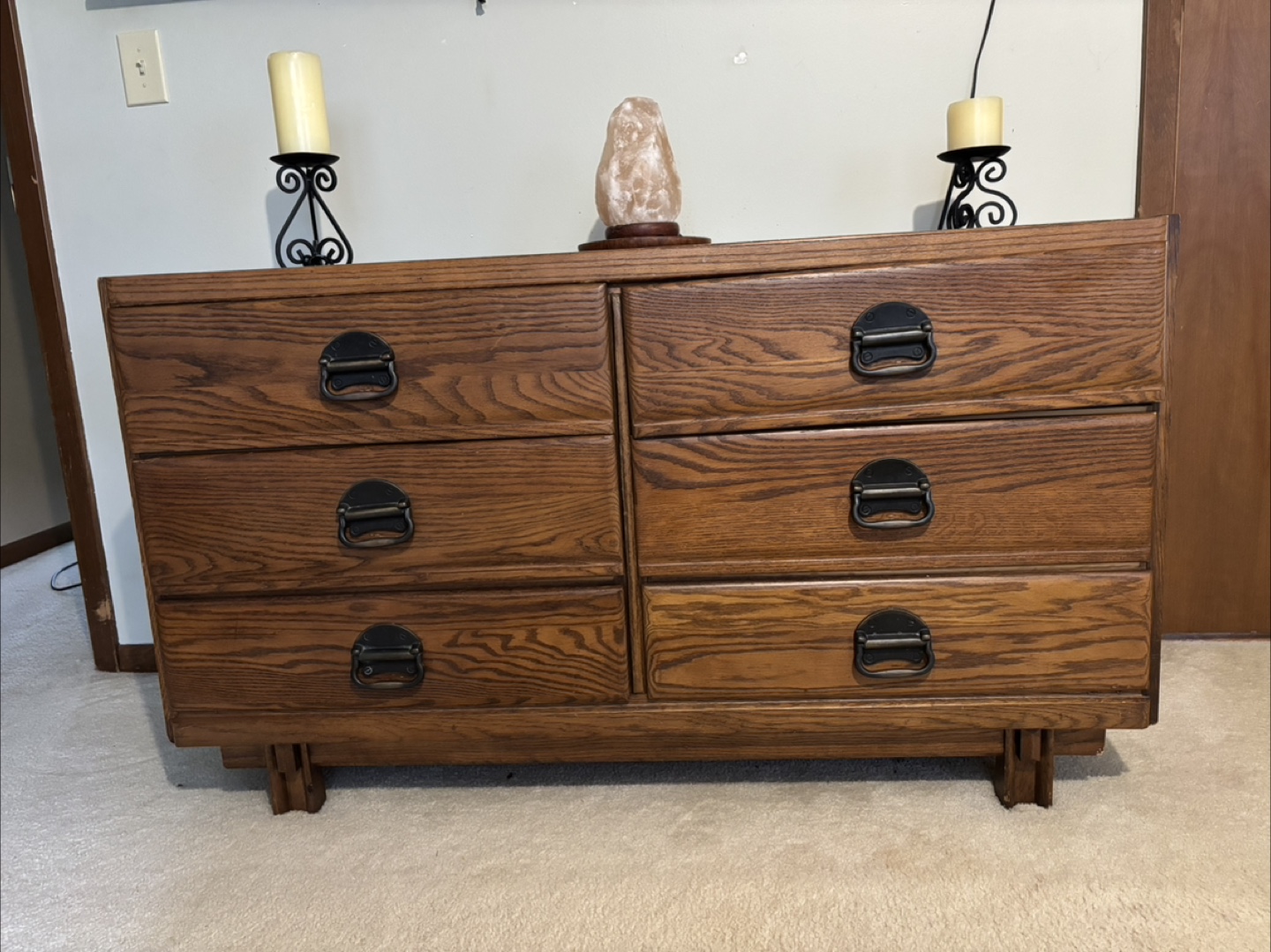 Wood Dresser with Metal Pulls