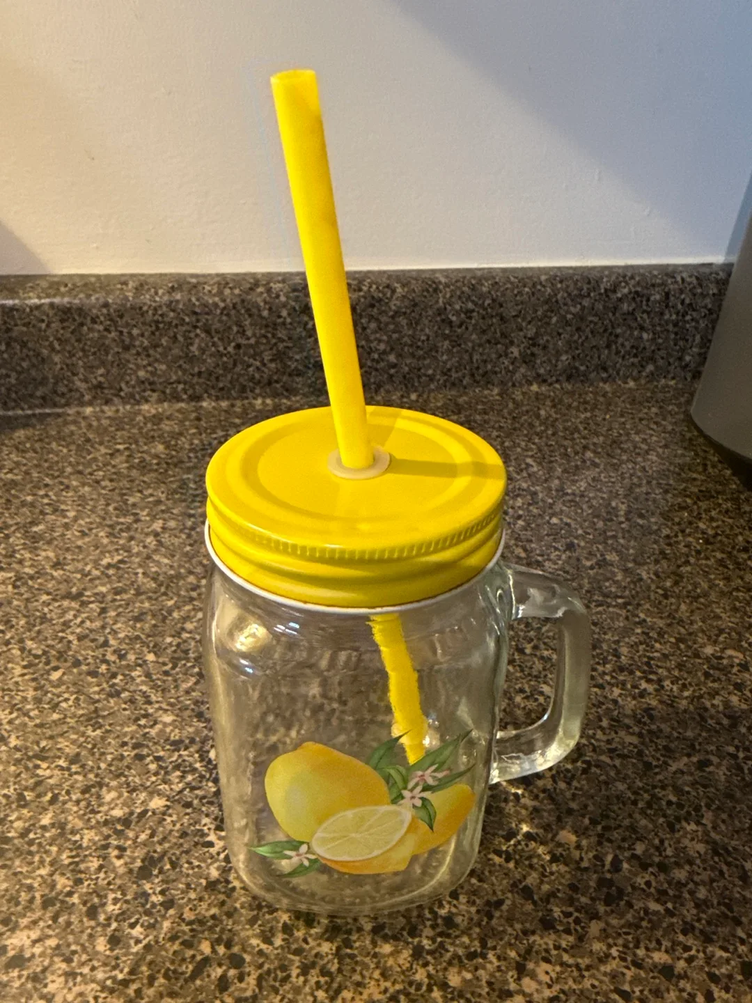Lemon Design Glass Mason Jar with Straw thumbnail