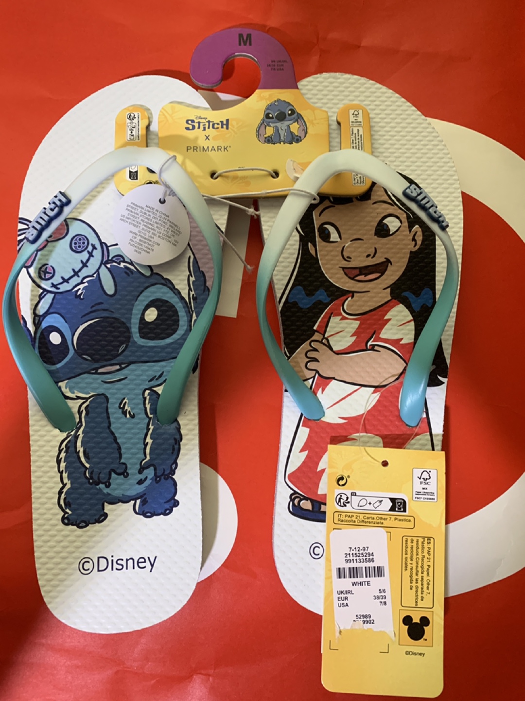 Disney Stitch x Primark Flip Flops - Size 5/6 - New