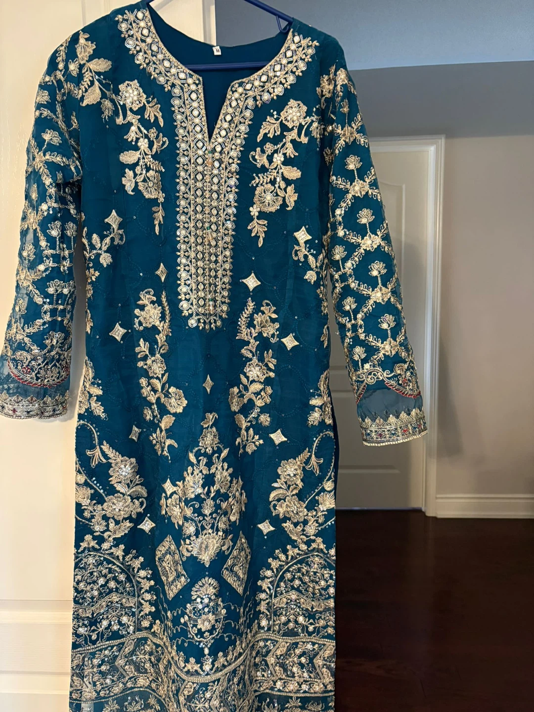 Teal Embroidered Salwar Kameez - photo 2