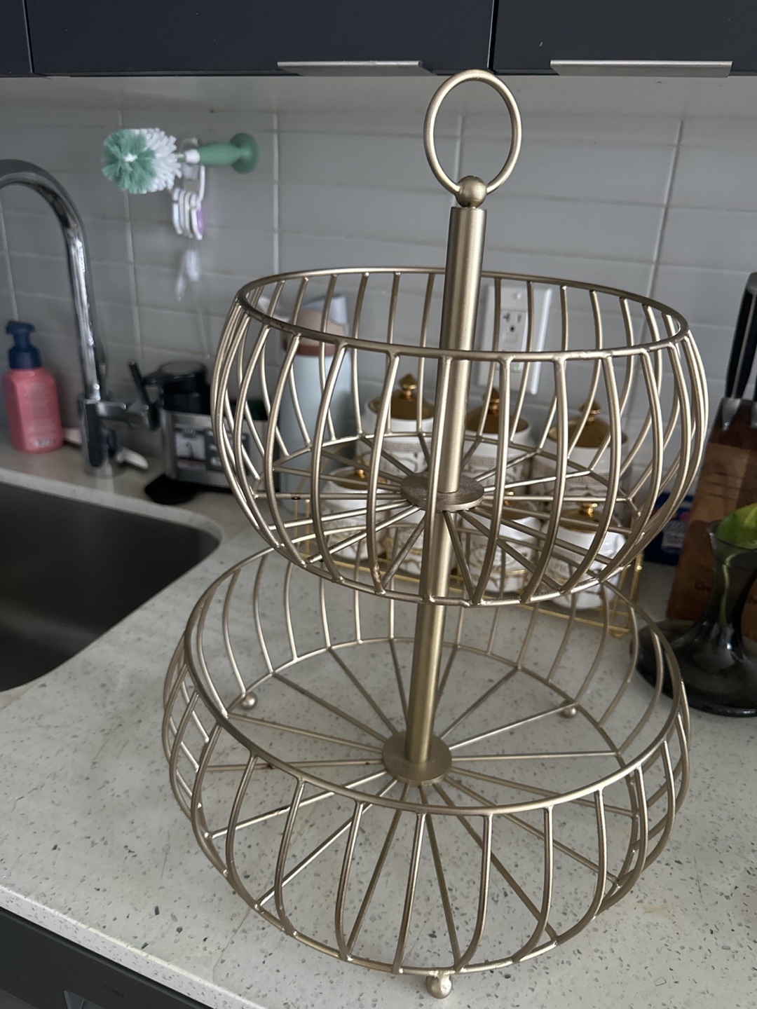 Gold Two-Tier Fruit Basket