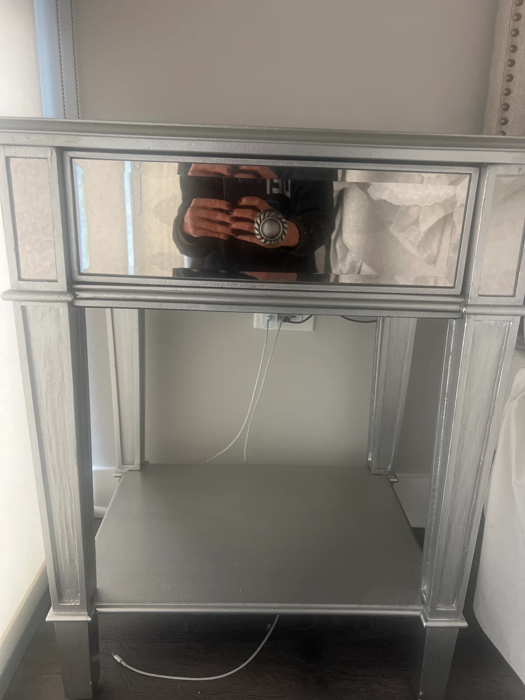 Silver Mirrored Nightstand