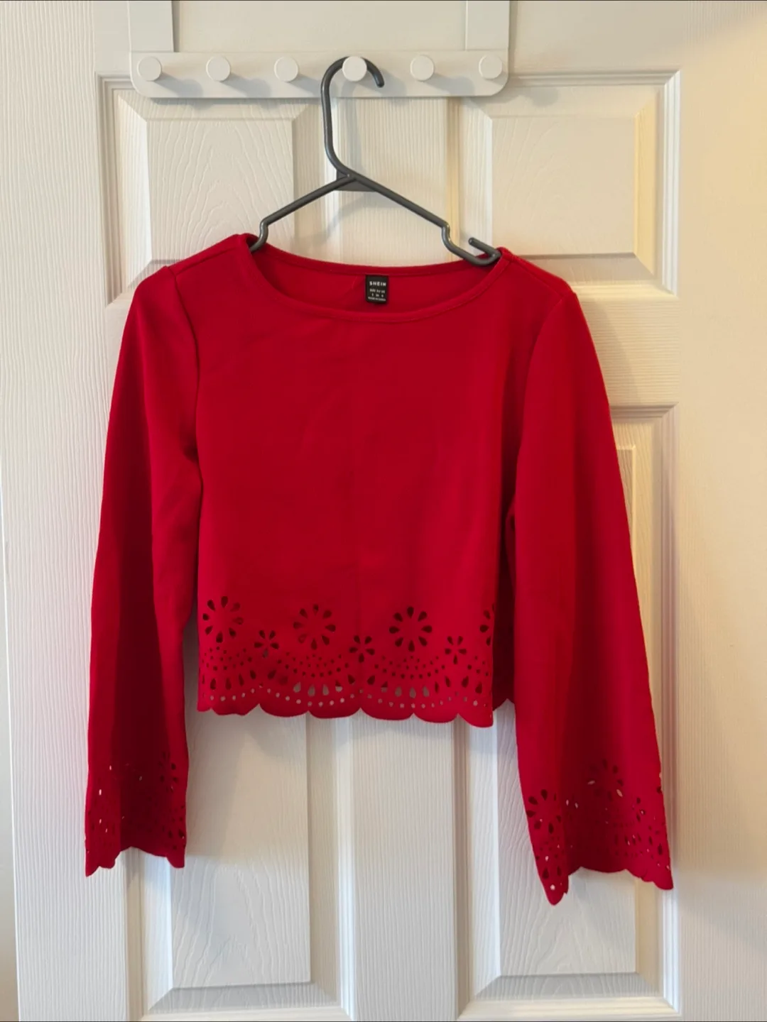 SHEIN Red Long Sleeve Top - Size S thumbnail