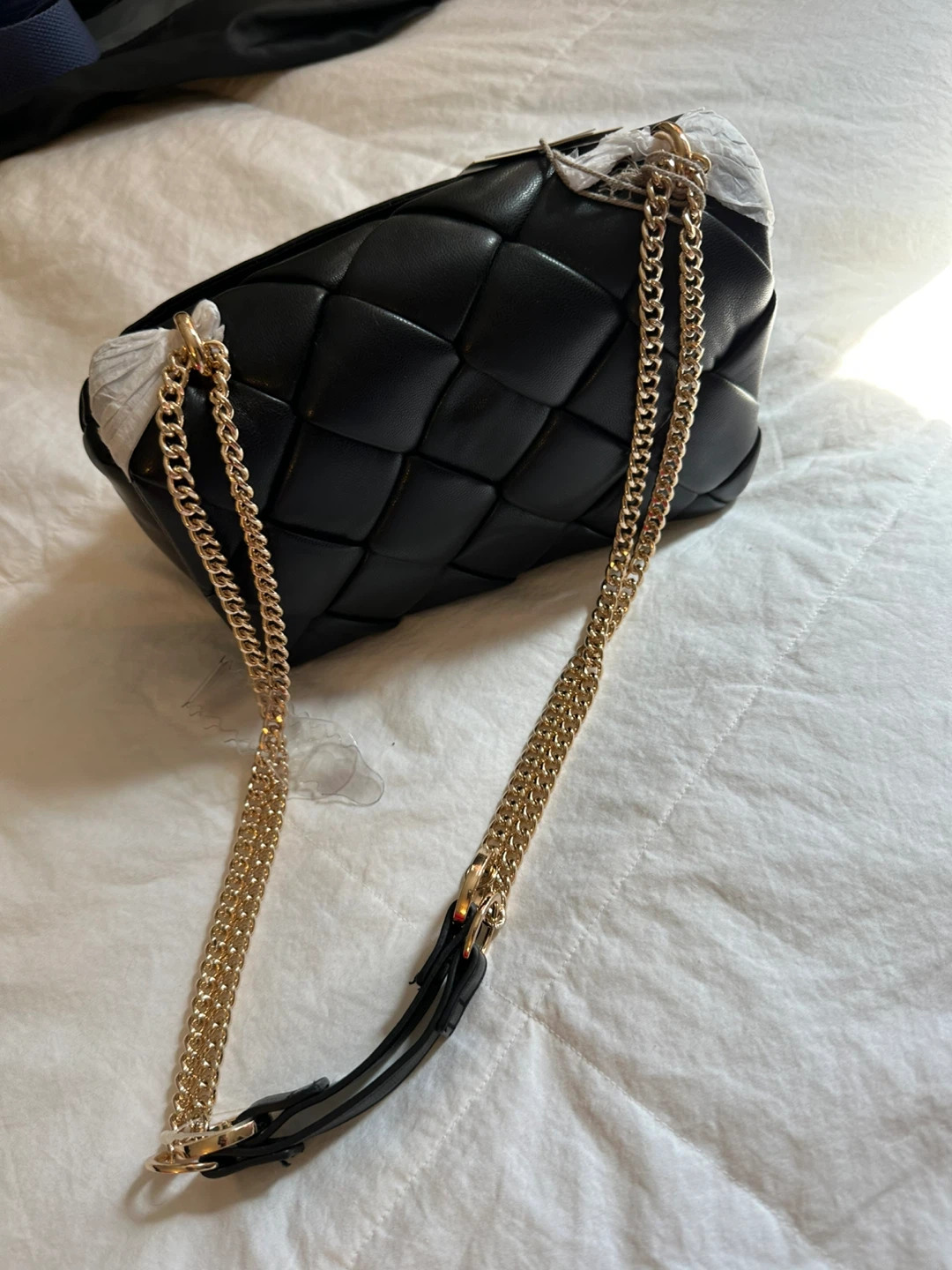 New Black Woven Crossbody Bag w/ Detachable Strap