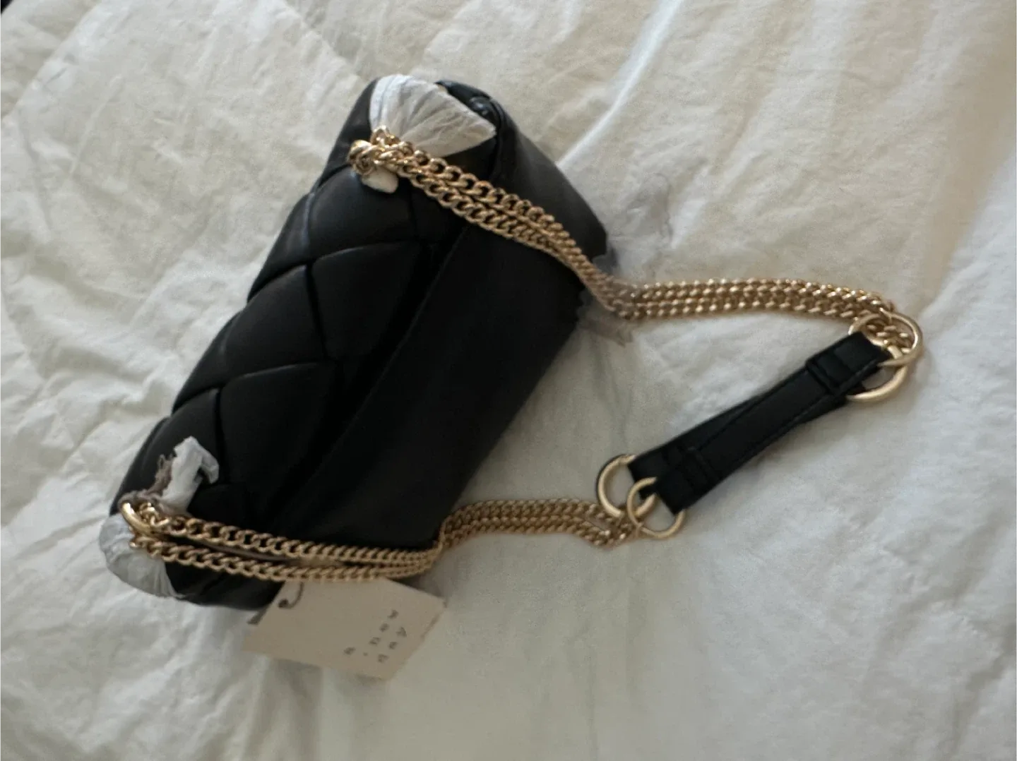 New Black Woven Crossbody Bag w/ Detachable Strap image indicator(7)