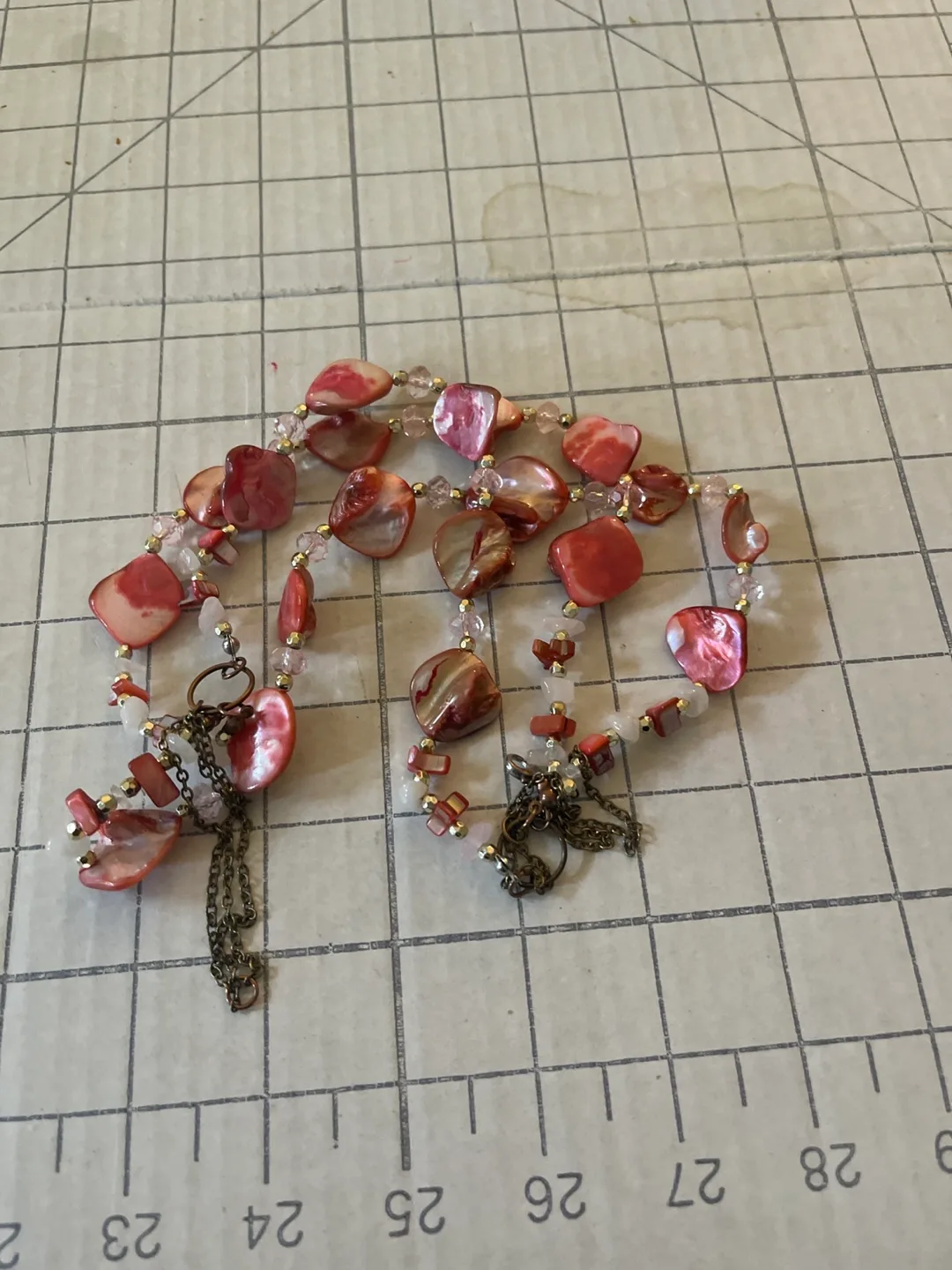 Red Shell Bead Necklace thumbnail