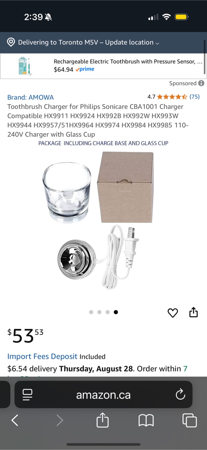 Philips Sonicare Toothbrush Charger with Glass Cup - photo 3