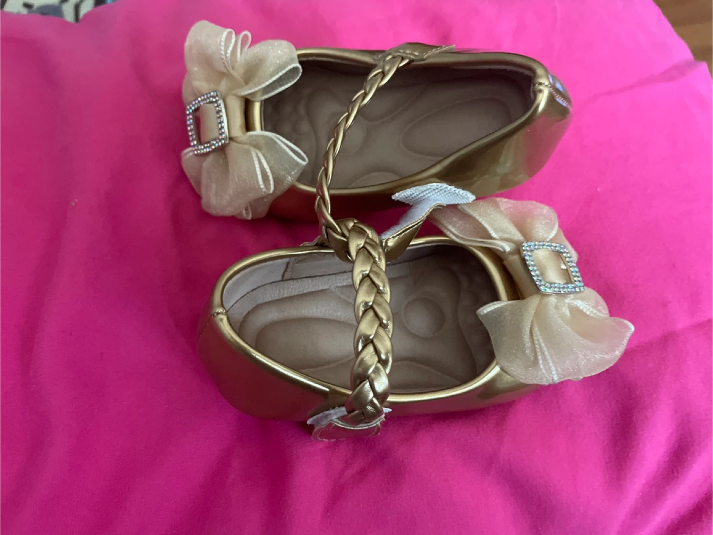 Gold Toddler Shoes with Bow Detail