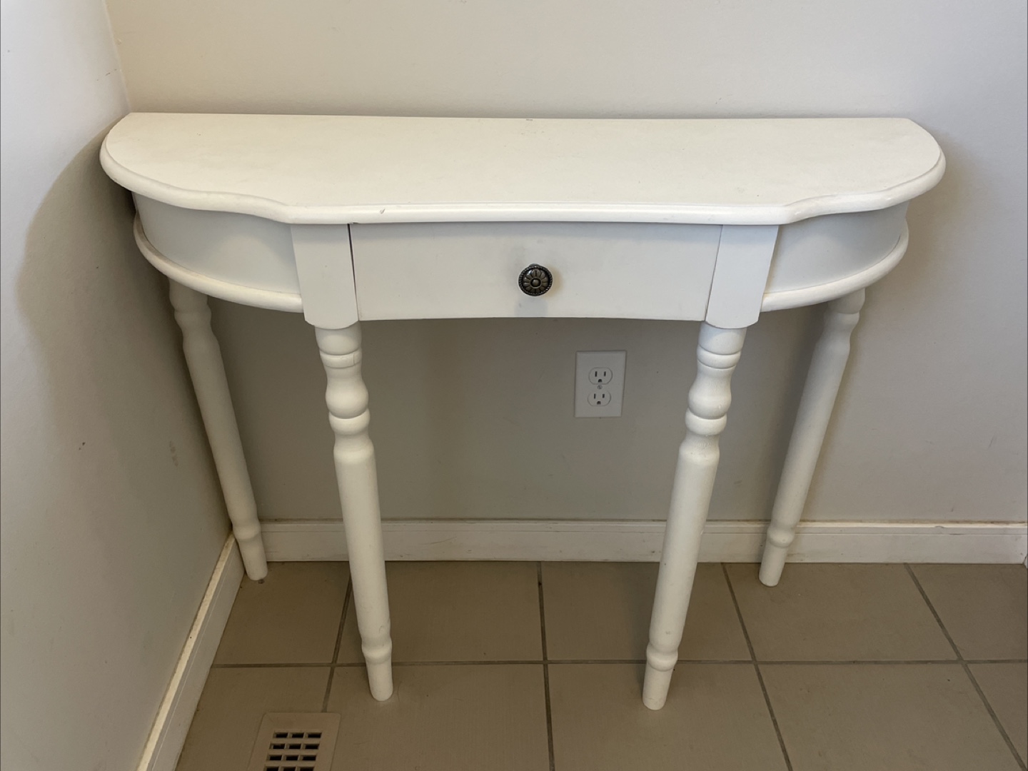 White Half-Moon Console Table