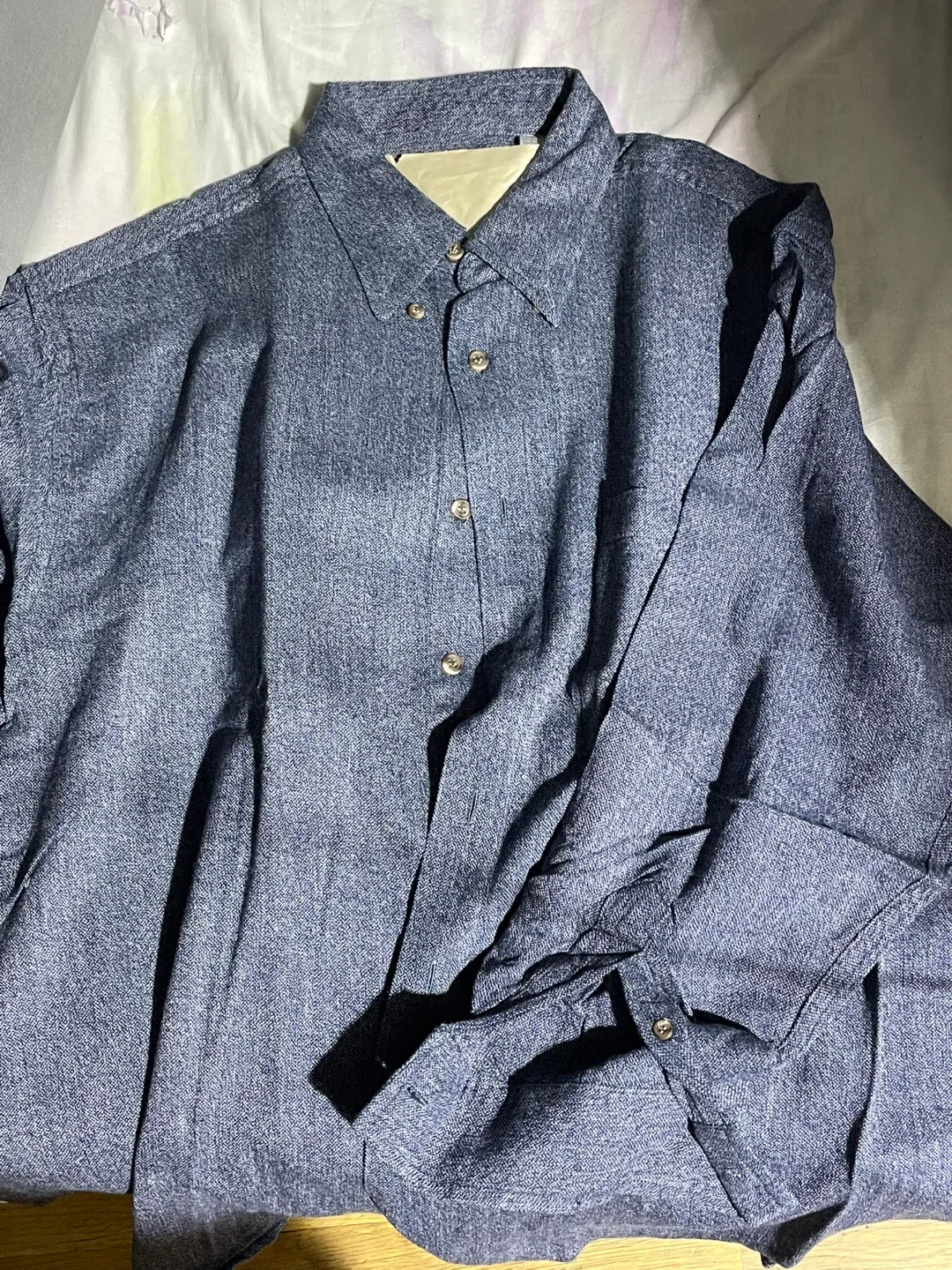 Blue Cotton Blend Shirt Size M image indicator(2)